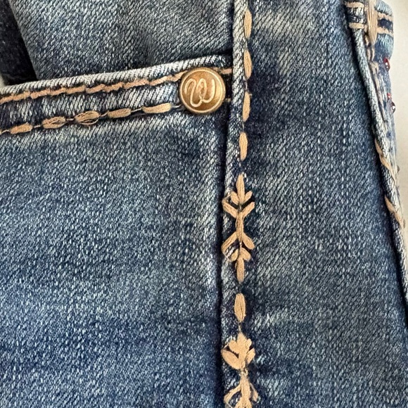 Wranglers Women W26 Bootcut Custom Rhinestone Pocket Stretch Western Jeans Y2K - Picture 9 of 16
